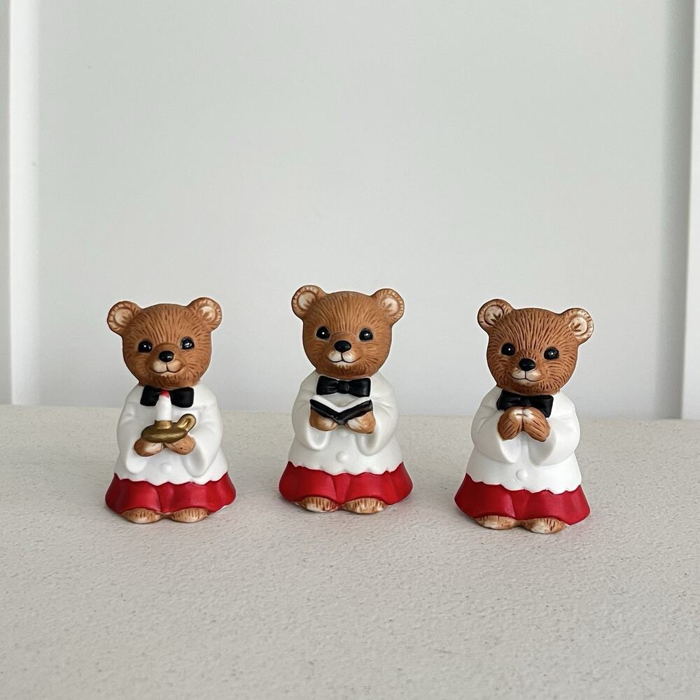 vintage homco christmas choir bear figurines 5100 porcelain